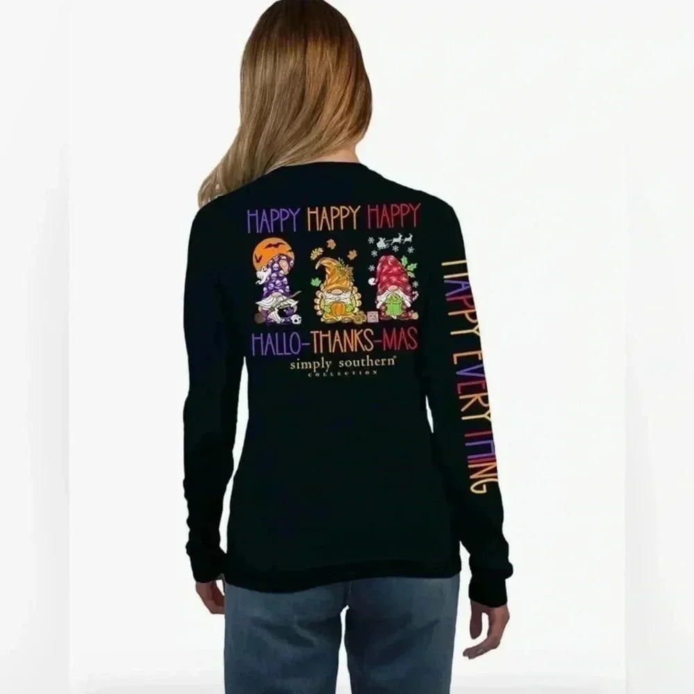 Simply Southern Happy Everything Youth M Long Sleeve T-Shirt NWT
